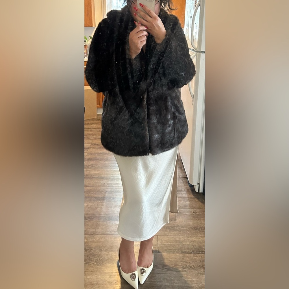 H&M Elegant Chocolate Brown Faux Fur Coat – Size 10, Never Worn